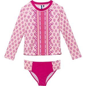 AQUA ET SOL Rash Guard and Bikini Bottoms Set - UPF 50+, Long Sleeve Kids 4T